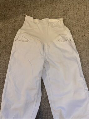 WIDE White Maternity Jeans with Stretch Panel